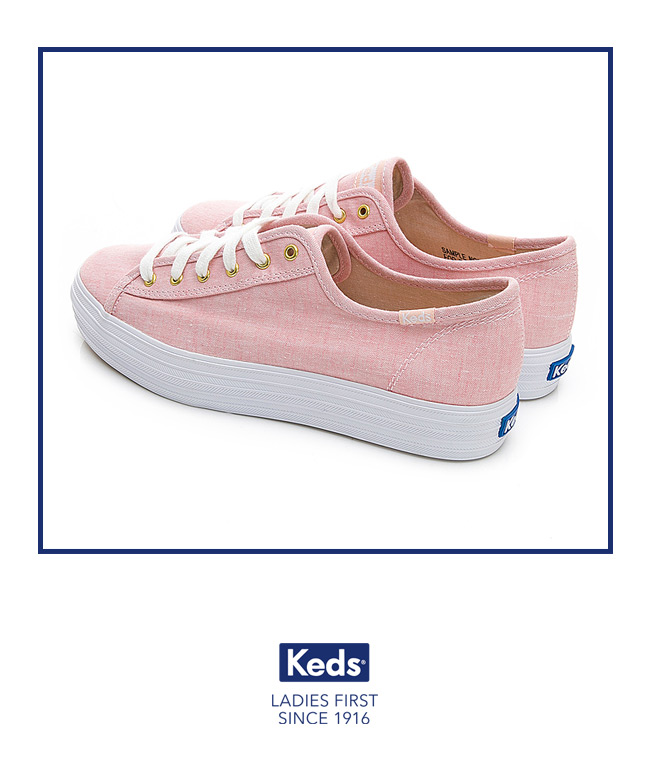 Keds TRIPLE KICK 輕薄厚底帆布鞋-粉紅