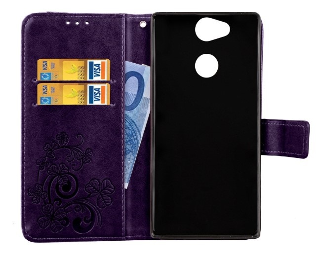 PKG SONY XA2側翻式皮套-精選皮套系列-幸運草-熱銷紫