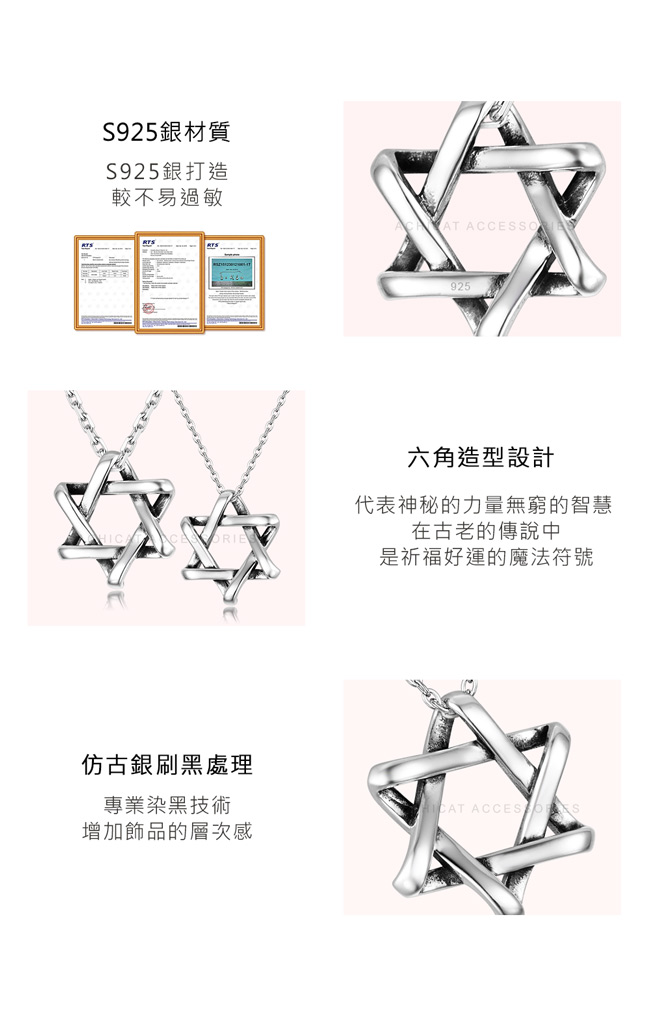 AchiCat 925純銀情侶對鍊 星願