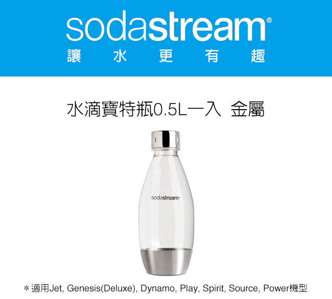 Sodastream 金屬水滴寶特瓶 500ML- 1入