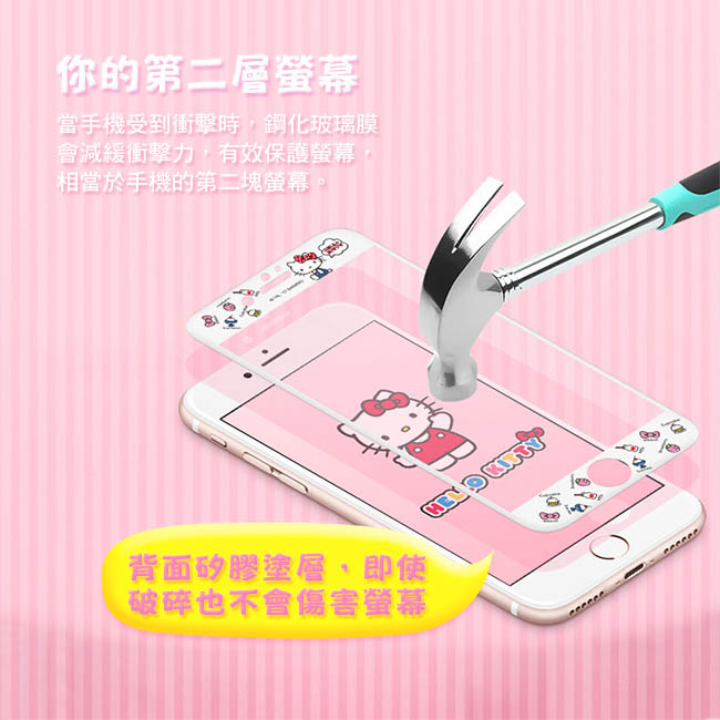 優加 iPhone 7/8 plus Hello Kitty鋼化玻璃彩繪保護貼-坐姿凱蒂貓