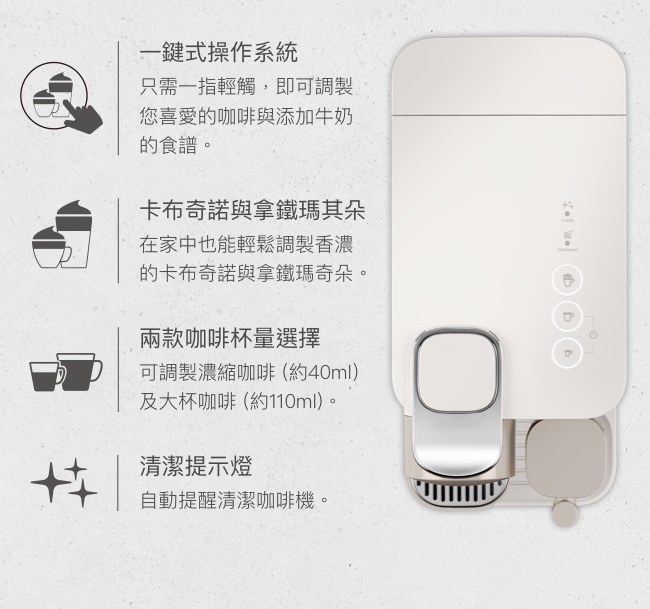 Nespresso 膠囊咖啡機 Lattissima one 珍珠白