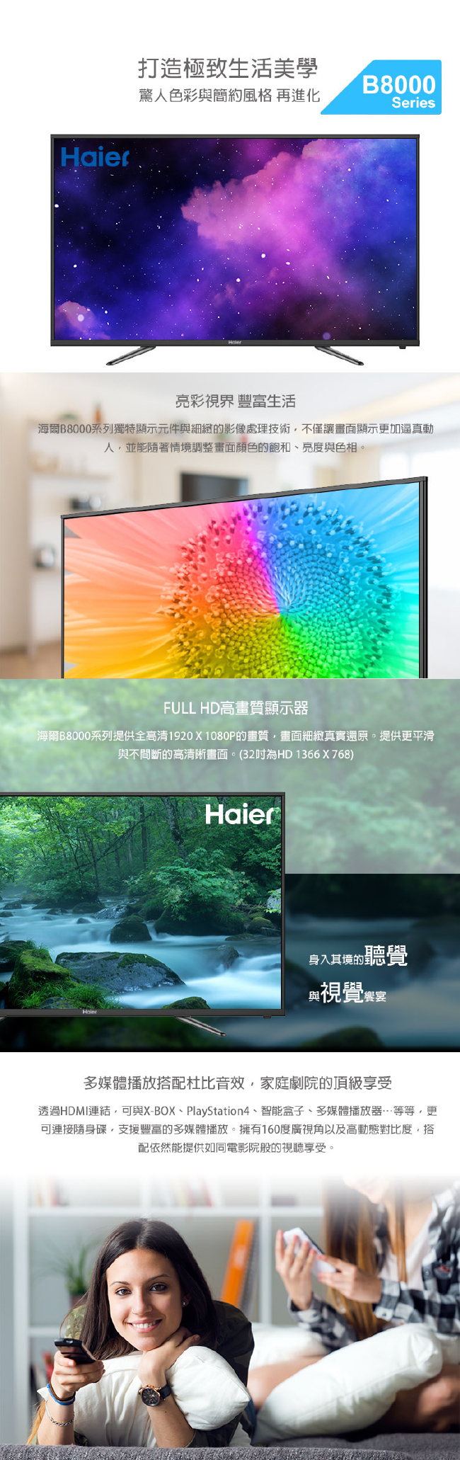 Haier海爾 40吋 Full HD LED液晶顯示器 40B8000