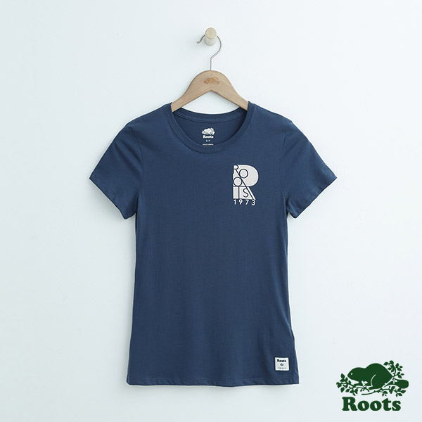 女裝-Roots大R短袖T恤-藍