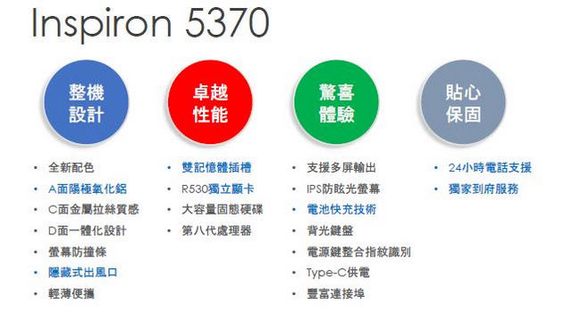 Dell Inspiron 13 吋筆電(i3-8130U/4G/128G SSD/