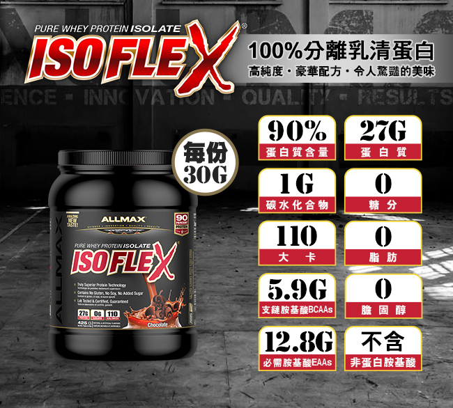 加拿大ALLMAX 奧美仕ISOFLEX分離乳清1瓶巧克力口味飲品(425公克)