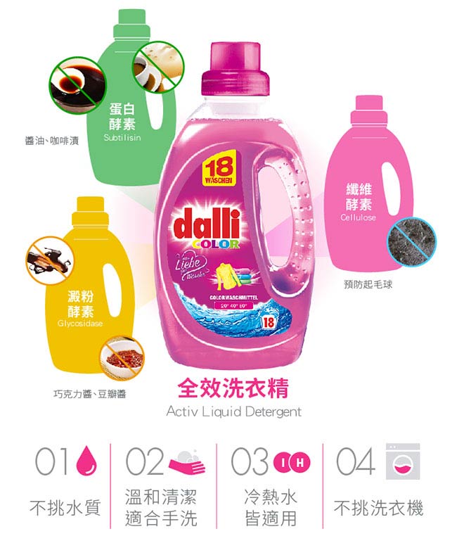 (即期品) 德國達麗Dalli全效洗衣精-護色去汙1.35L (到期日:20191201)