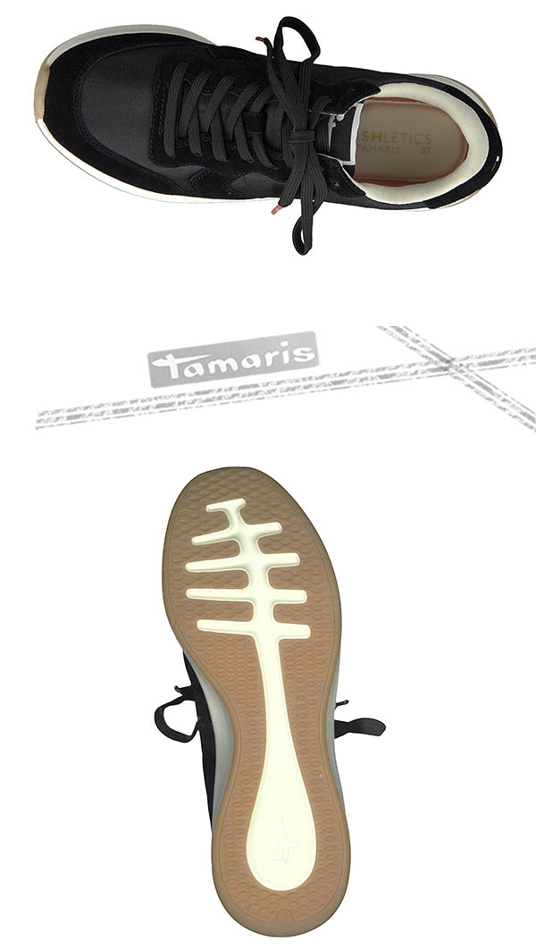 TAMARIS(女) 復古老爹 尼龍VS牛皮高彈力都會運動鞋 - PAPA黑