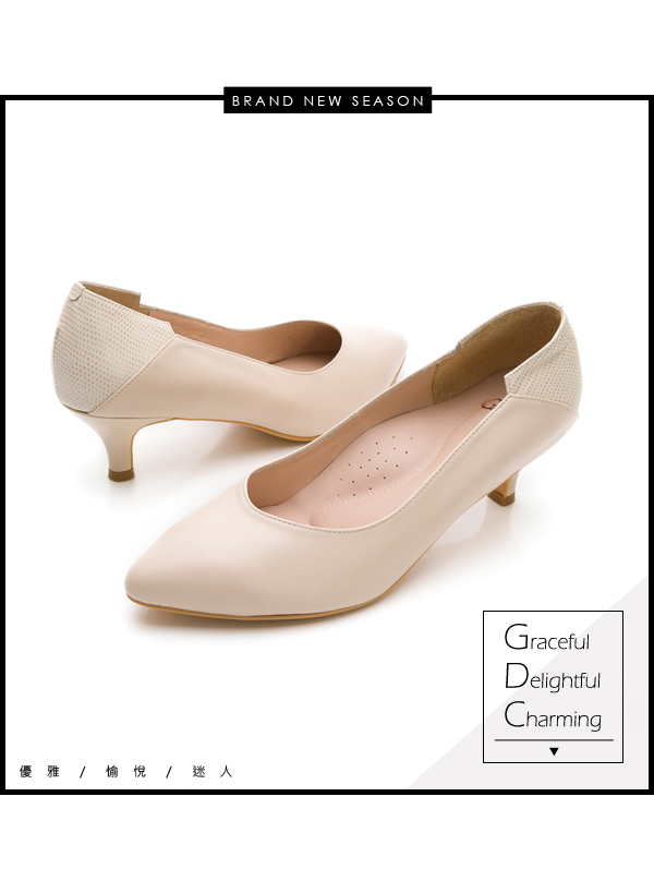GDC-基本素面百搭上班小姐姐低跟包鞋-米色