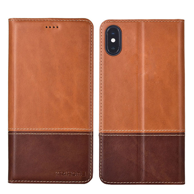 KEZiHOME 復古系列 iPhone XS Max 手工真皮拼接皮套