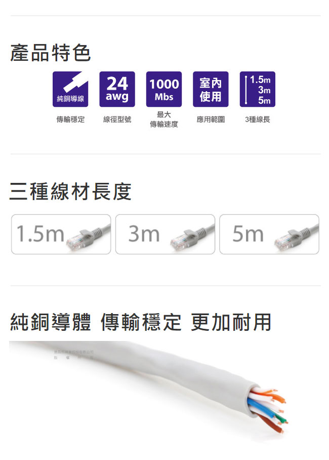 EC100 Cat5e UTP網路線(5m)