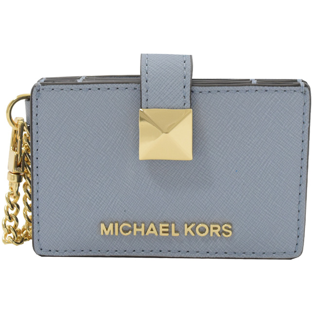 MICHAEL KORS KARLA 金屬釦風琴式卡夾(淡藍)