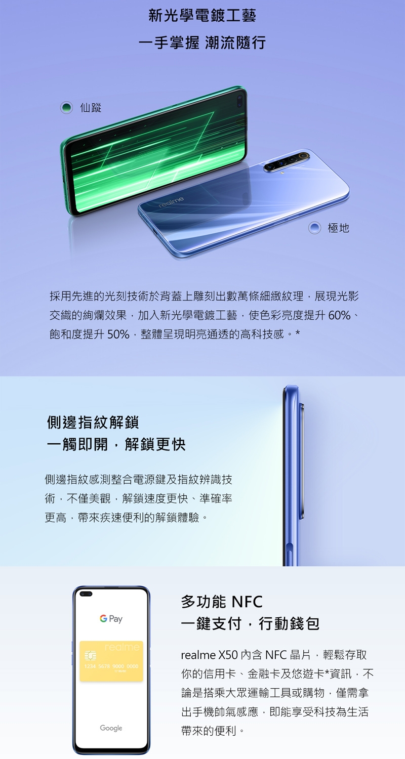 福利品】Realme X50 5G單卡6.57吋智慧型手機(6GB/128GB) | 福利品