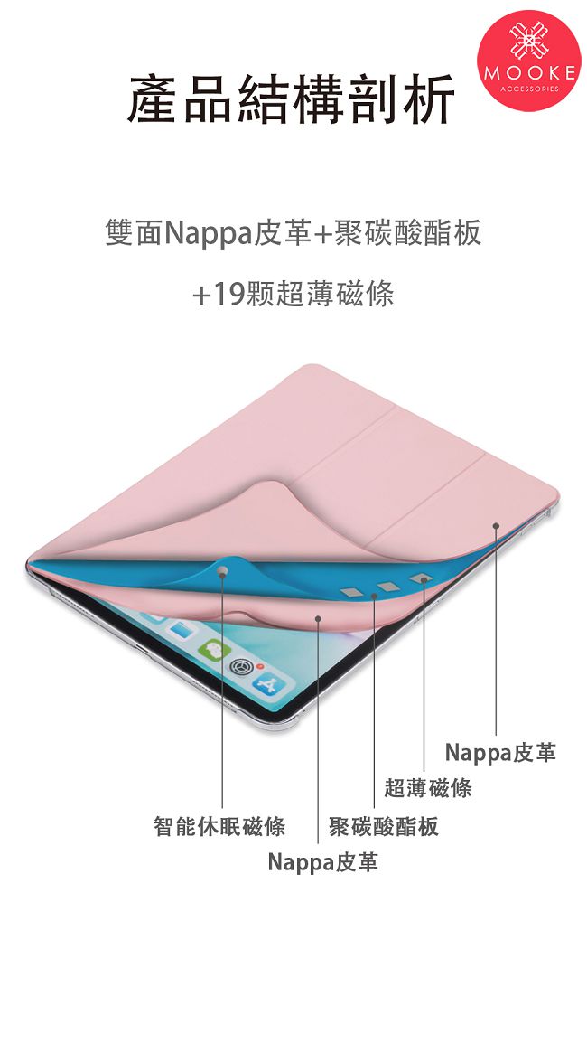 Mooke iPad Pro 11吋 Nappa手工保護套-玫瑰金