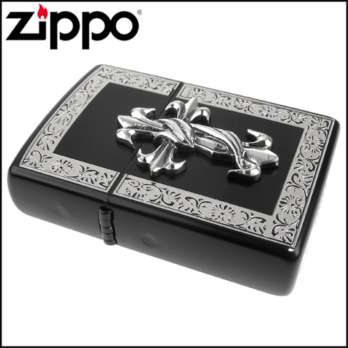 ZIPPO 日系~HARD METAL-十字金屬貼飾打火機