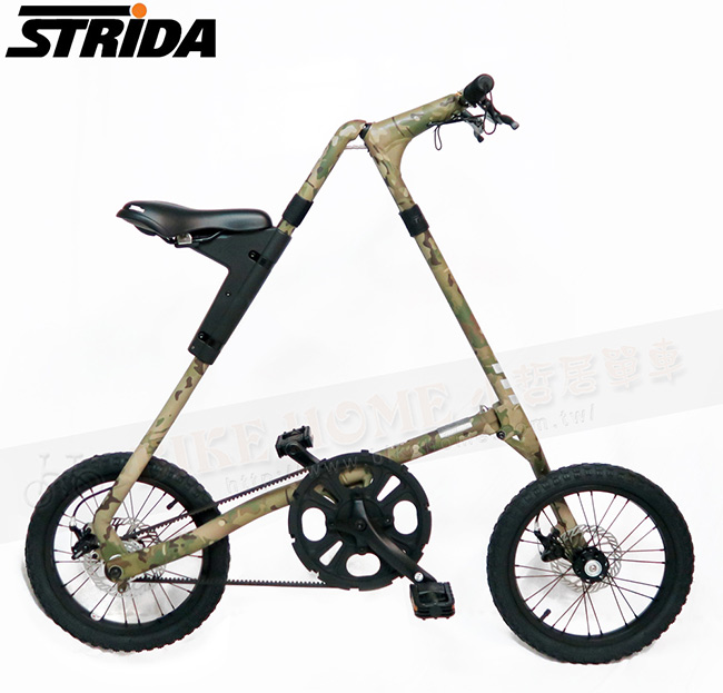 STRIDA速立達 16吋MULTICAM迷彩版皮帶碟剎三角形折疊單車-黑鷹迷彩