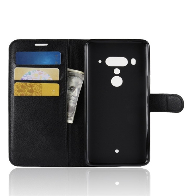 PKG HTC U12 PLUS 側翻式-精選皮套-經典款式-黑