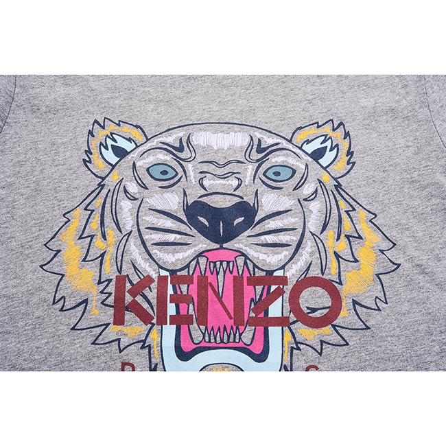 KENZO 新款印刷黃色虎頭紅色英文字母短T (淺灰/女款)