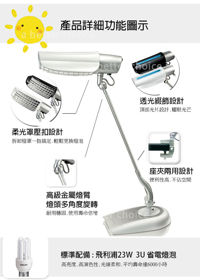 【飛利浦 PHILIPS LIGHTING】鉑光防眩檯燈 FDS668 (白)