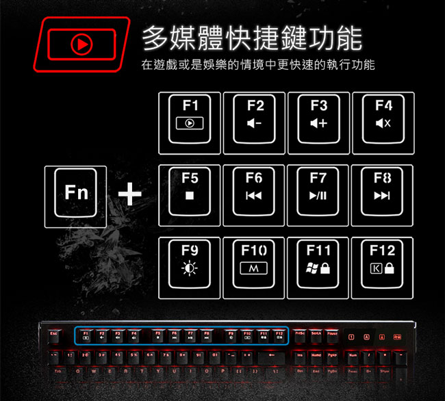 i-Rocks K60M機械式鍵盤Cherry青軸+M09W-BL遊戲滑鼠(藍光)