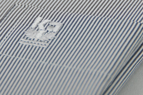 金‧安德森 經典格紋繞領灰色細紋吸排短袖襯衫