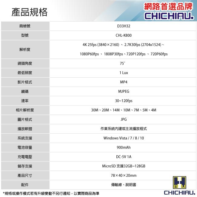 【CHICHIAU】高清正4K UHD 汽車遙控器造型微型針孔攝影機