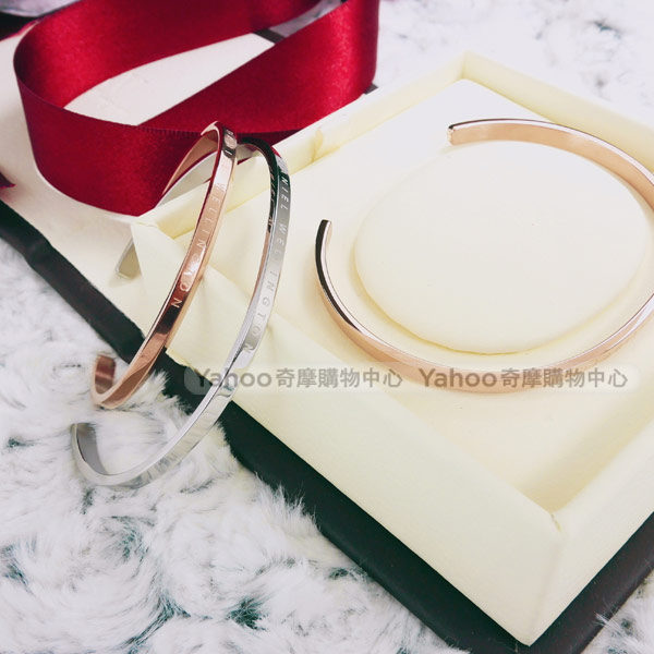 Daniel Wellington Large 極簡典雅不鏽鋼手鐲-玫瑰金色/18cm