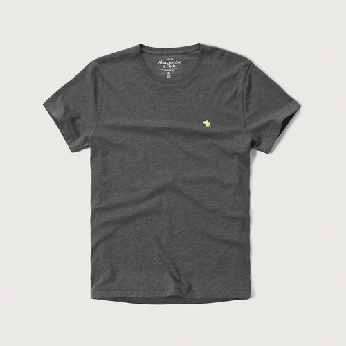 麋鹿 AF A&F 經典電繡麋鹿標誌素面短袖T恤-深灰色