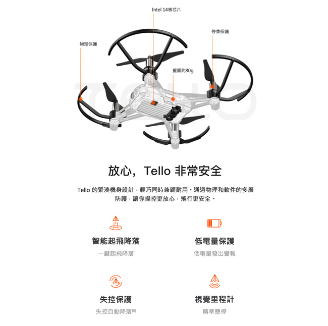 DJI Ryze 特洛Tello 迷你無人機(公司貨)