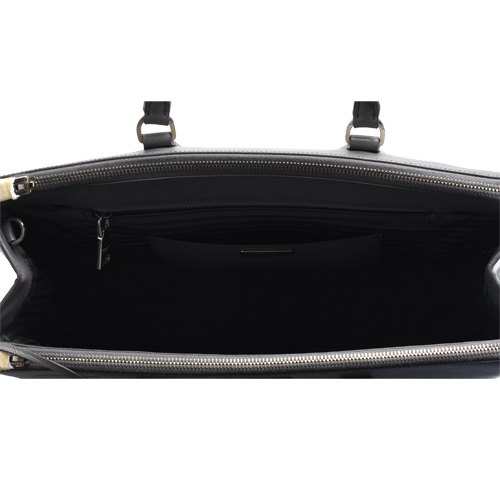 PRADA Lux經典三角浮雕LOGO多夾層防刮牛皮手提/肩背包(灰色_展示品)