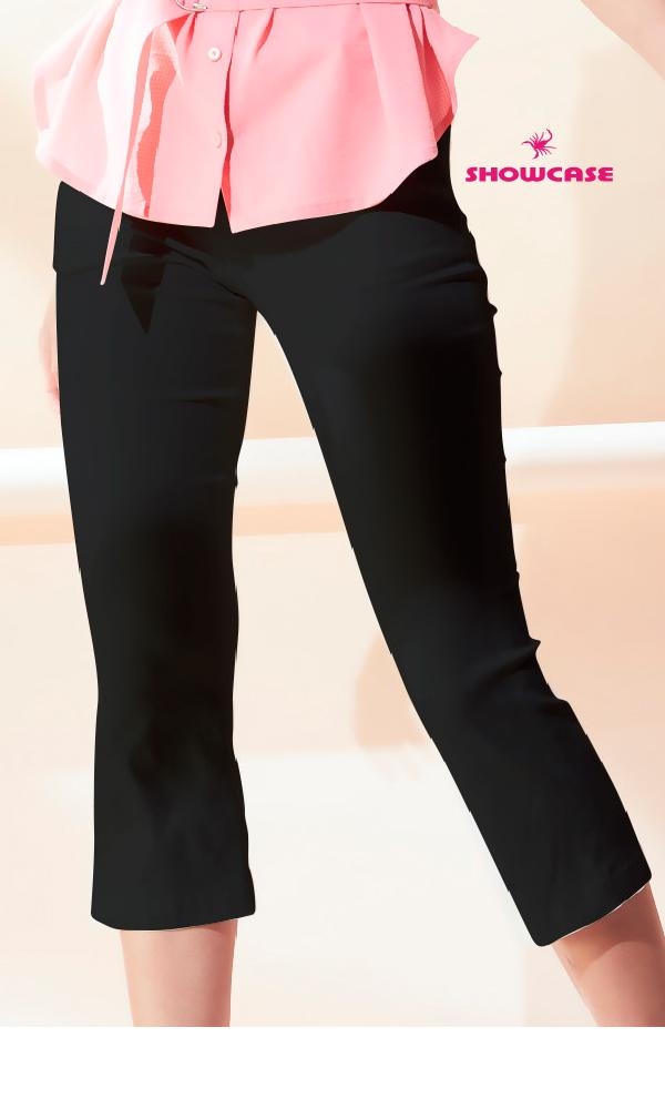 【SHOWCASE】側釦腰帶顯瘦合身窄管七分褲(黑)