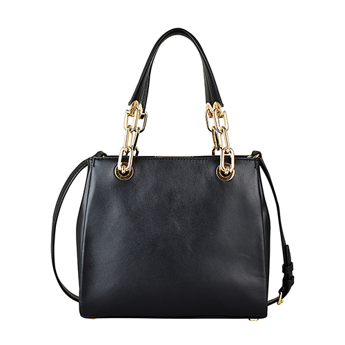 MICHAEL KORS CYNTHIA牛皮荷葉邊金鍊帶兩用包(小/黑