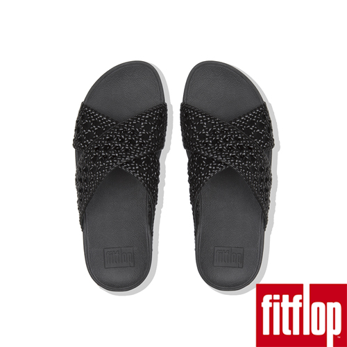 FitFlop LULU編織厚底涼鞋黑色