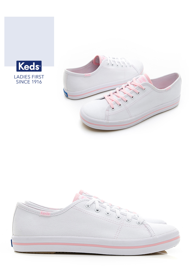 Keds KICKSTART 夢幻帆布綁帶休閒鞋-粉紅限定款