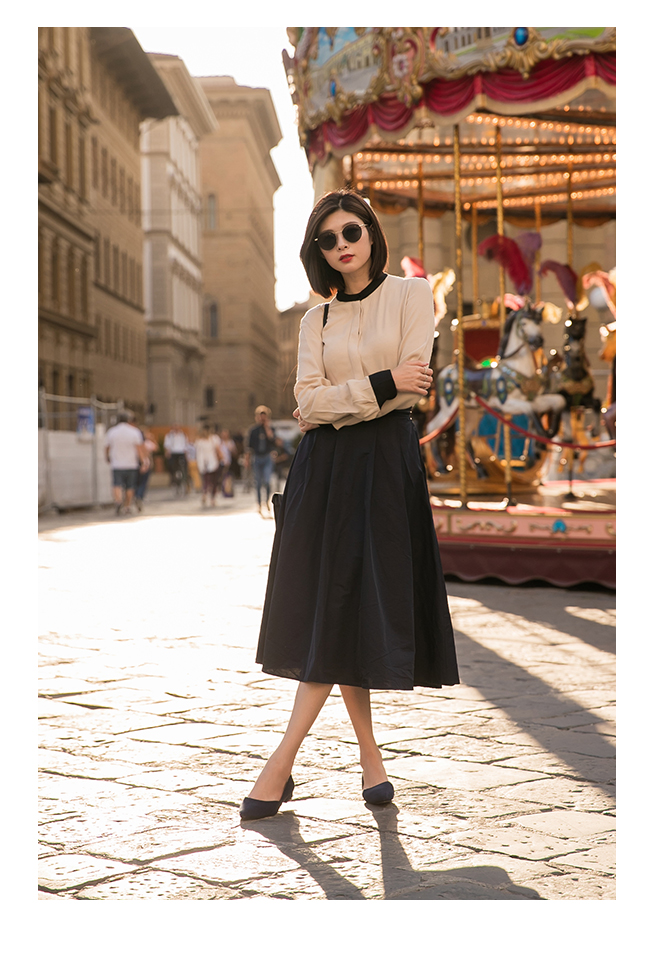 D AF 典雅品味．素面絨料側挖空尖頭鞋＊藍