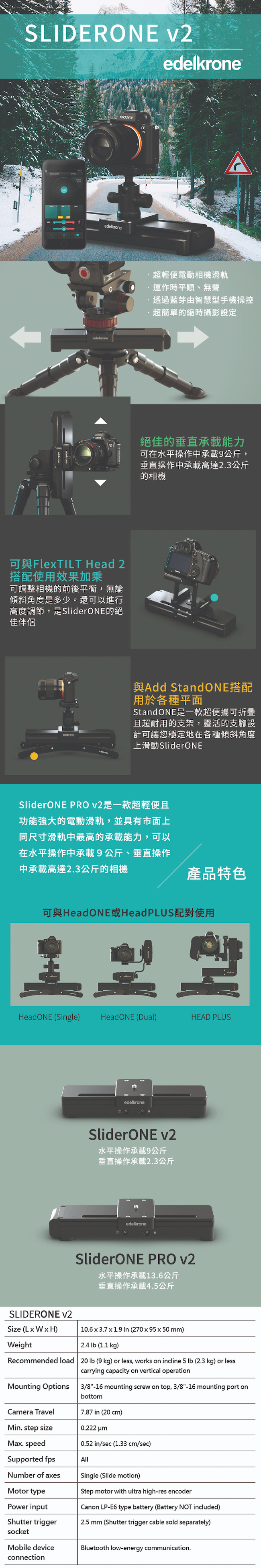 Edelkrone SliderONE V2 單軸電動滑軌 ED82481