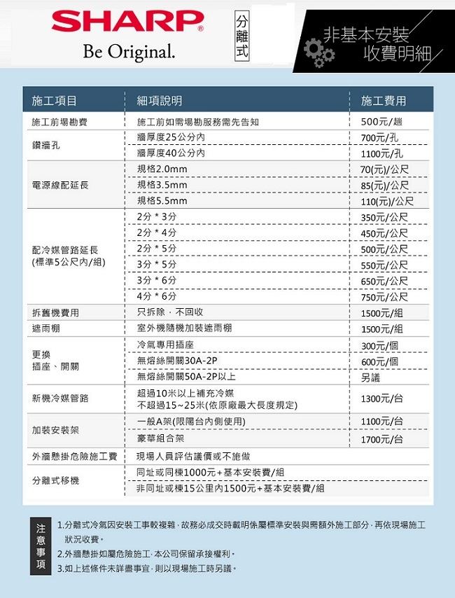 SHARP夏普7-8坪PCI變頻單冷分離式空調AH-50VAMH-W/AU-50VAMH