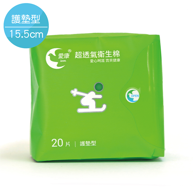 愛康 超透氣衛生棉 護墊型15.5cm 20片x20包/組