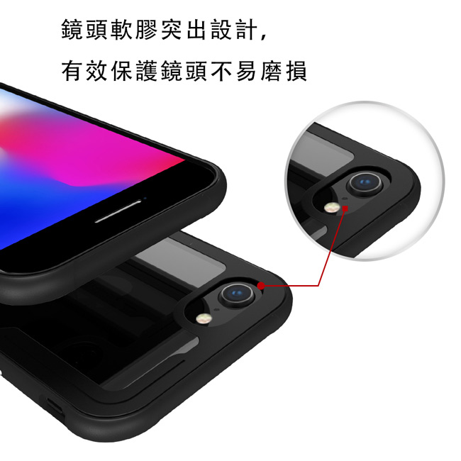 DA iPhone 6/6s/7/8 共用 鋁合金邊框防摔手機殼 - 黑