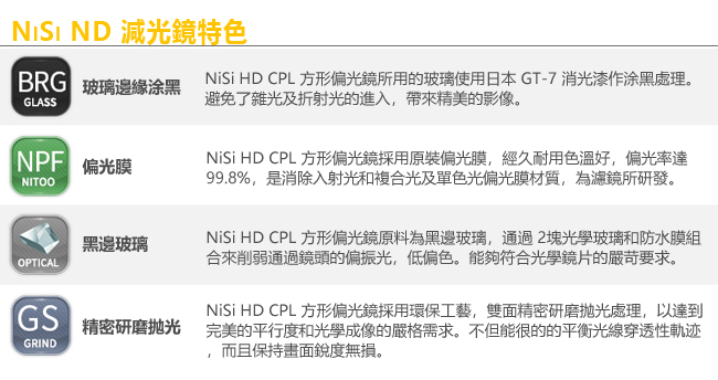 NiSi 耐司 HD CPL 方型偏光鏡 100x100mm-減1格