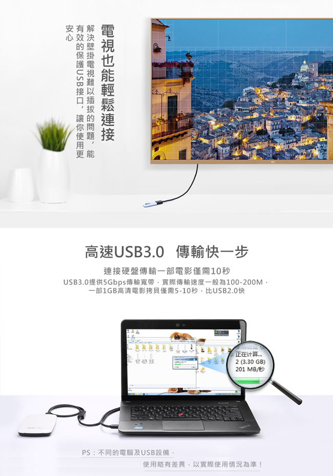 綠聯1M USB3.0延長線