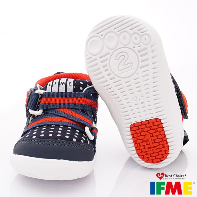 IFME健康機能鞋 點點護踝超輕學步款 EI70611深藍(寶寶段)