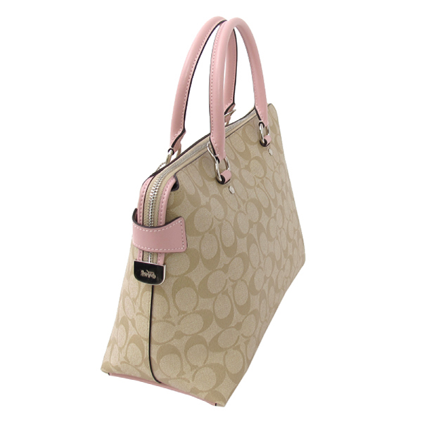 COACH 經典PVC / 手提兩用包(大款/卡其粉)