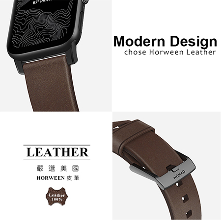 美國NOMADxHORWEEN Apple Watch專用皮革錶帶-摩登38/40mm