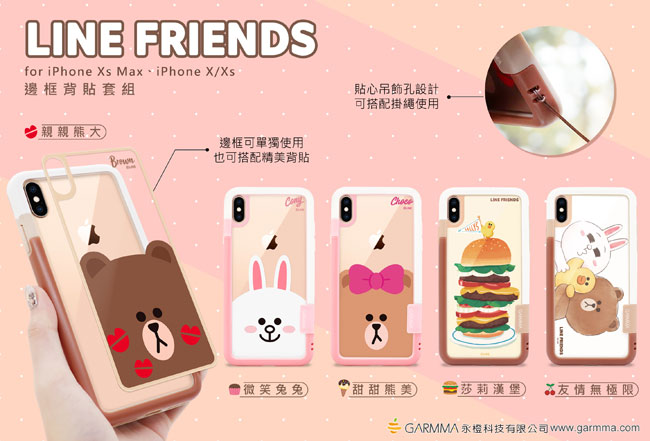 GARMMA LINE FRIENDS iPhone X/XS 邊框背貼套組