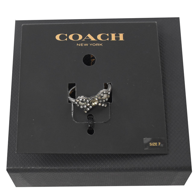 COACH 小水鑽蝴蝶結造型戒指(銀)