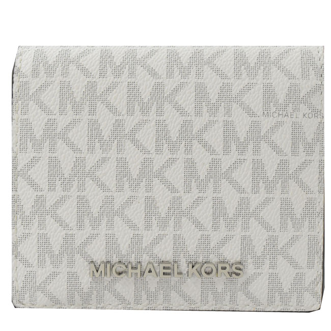 MICHAEL KORS Jet Set PVC對開零錢短夾(白灰)