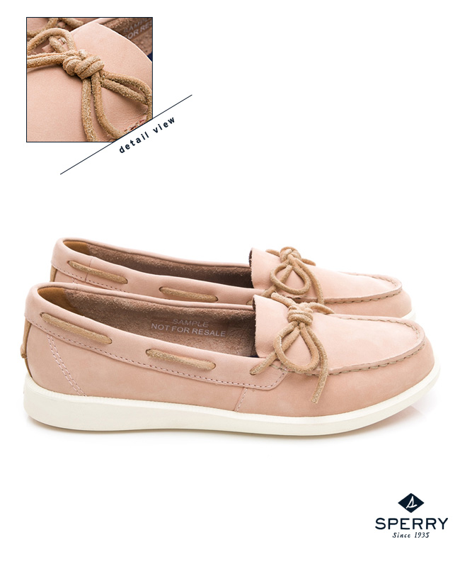 SPERRY 頂級牛皮經典手工縫製帆船鞋(女)-粉色