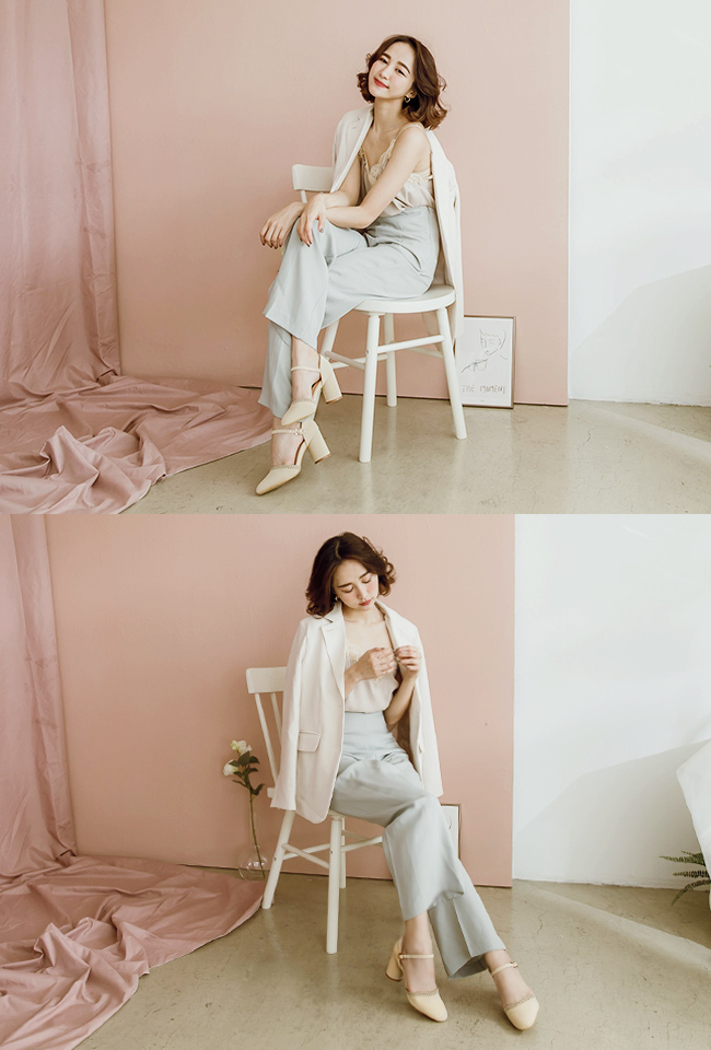 Ann’S邂逅在花園-氣質雕花滾邊瑪麗珍高跟鞋-杏(版型偏小)