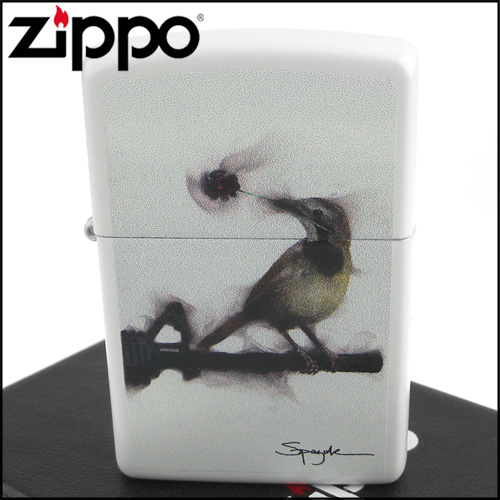 ZIPPO 美系~火焰藝術家Spazuk-鳥與玫瑰圖案打火機